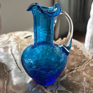Hand-blown mini vintage glass pitcher